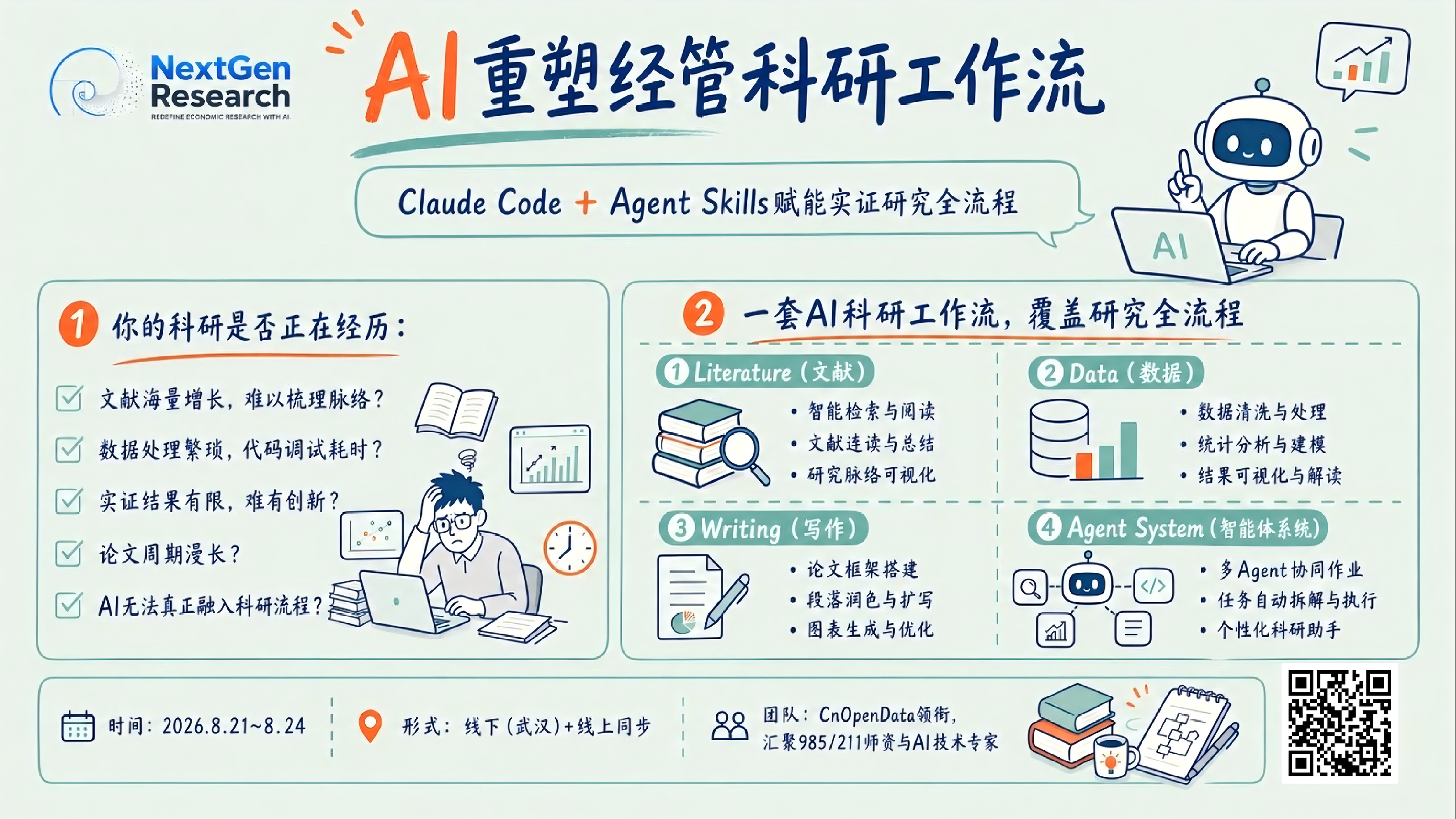 课程海报：Claude Code 加 Agent Skills 赋能实证研究全流程